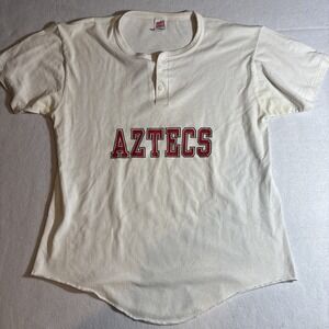 VTG 80s SDSU San Diego State Aztecs Basketball T Shirt L Single Stitch‎ Henley